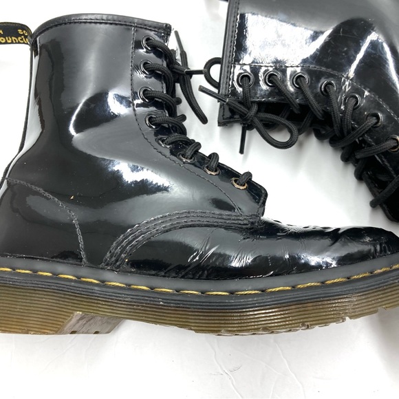 Dr. Martens Patent Leather Black Combat Boots Size 6 Air Wair Bouncing Soles - Picture 7 of 16